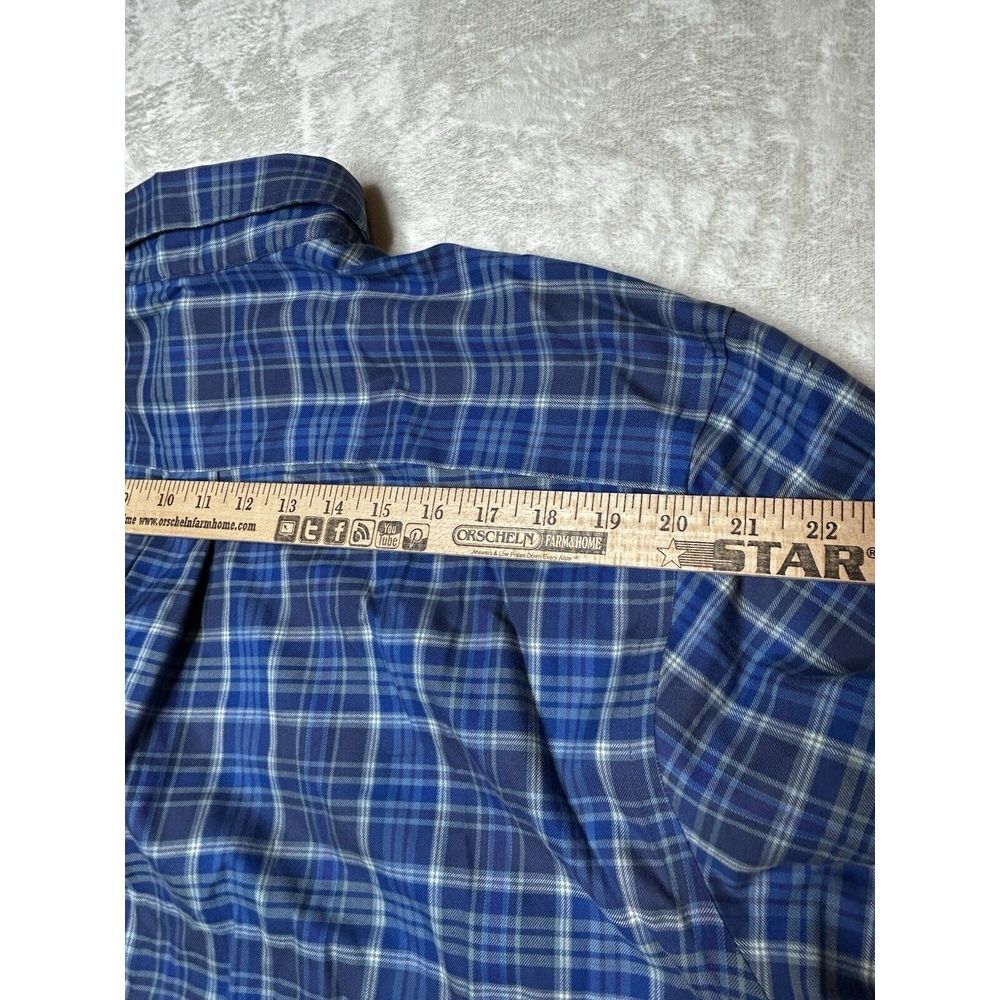 Jos A Banks Travelers Collection Men XL Blue Plaid Button Down Long Sleeve Shirt - Picture 5 of 7